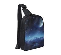 AMREWQYL Moon Starry Printed Chest Bag Dual Pocket Diagonally Chest Messenger Bag