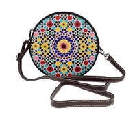 AMREWQYL Moroccan Color printed Shoulder Bags Leather Round Bag Fashion Handbag