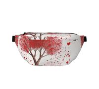AMREWQYL Mother's Day Valentine's Day Romantic Heart Tree and Bike printed Crossbody Waist Pack Casual Chest Bag, Black, One Size