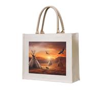 AMREWQYL Native American Tribes printed Canvas Carrying Tote Bag Handbag Shopping Bag