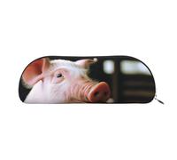 AMREWQYL Never Wrestle with Pigs printed Pencil Bag Leather Pen Case Portable Stationery Pouch