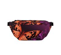 AMREWQYL Nice Butterfly printed Crossbody Waist Pack Casual Chest Bag, Black, One Size