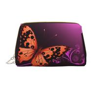 AMREWQYL Nice Butterfly printed Leather makeup bag Cosmetic Bag Toiletry Bag Clutch Bag, White, One Size
