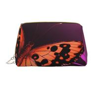 AMREWQYL Nice Butterfly printed Leather Portable Cosmetic Bag Toiletry Bag Clutch Bag, White, One Size