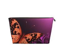 AMREWQYL Nice Butterfly printed Leather Travel Toiletry Bag makeup bag Cosmetic Bag Clutch Bag, Gold, One Size