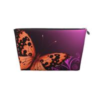 AMREWQYL Nice Butterfly printed Leather Travel Toiletry Bag makeup bag Cosmetic Bag Clutch Bag, Silver, One Size