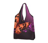 AMREWQYL Nice Butterfly printed Portable shopping bag Tote Bag Fashion Handbag, Black, 3 Pieces