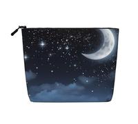 AMREWQYL Nightsky Hanging Moon printed Fake Hemp Makeup Bag Travel Toiletry Bag, Black, One Size