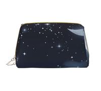 AMREWQYL Nightsky Hanging Moon printed Leather makeup bag Cosmetic Bag Toiletry Bag Clutch Bag, White, One Size