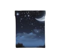AMREWQYL Nightsky Hanging Moon printed Leather Popper Coin Case Portable Coin Organizer Bag, White, One Size, Coinpurse