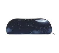 AMREWQYL Nightsky Hanging Moon printed Pencil Bag Leather Pen Case Portable Stationery Pouch