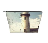 AMREWQYL Old Lighthouse printed Daily Storage bag Makeup Bag Travel Toiletry Bag, Black, One Size