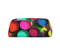 AMREWQYL paint colors printed Pencil Bag 3D leather zipper pen case