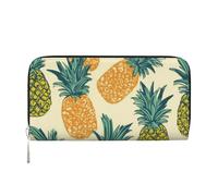 AMREWQYL Pineapple Pattern printed Leather Hand Wallet Women's Travel Wallet Credit Card Wallet, Black, One Size
