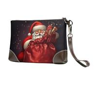 AMREWQYL Santa's gift bag printed Leather clutch makeup bag Cosmetic Bag