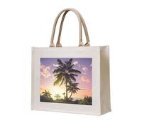 AMREWQYL Summer Palm Tree printed Canvas Carrying Tote Bag Handbag Shopping Bag