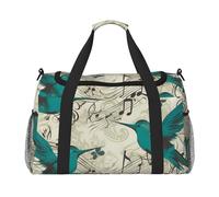 AMREWQYL Teal Birds Musical Note printed Hand Travel Bag Casual luggage bag