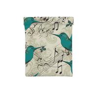 AMREWQYL Teal Birds Musical Note printed Leather Popper Coin Case Portable Coin Organizer Bag, White, One Size, Coinpurse