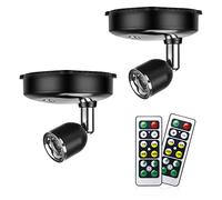 Amries LED Battery Spotlights, Indoor Lights Battery Operated, Spotlights Ceiling Lights with Remote Control Dimmer Timer, Battery Wall Light for Artwork Painting Statue (White)