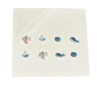 AMRISBTYS Bio-porcelain Earrings for Ear Piercings Ceramic Stud Earrings Marine Life Modeling(swans and fish patterns,1pair each pattern（4pairs in all）)