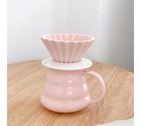 AMRISBTYS Ceramic Origami Filter Cup Pour over Fine Porcelain Coffee Dripper Set for Home Café Restaurant Camping,15.8 Oz(Three-piece set pink)