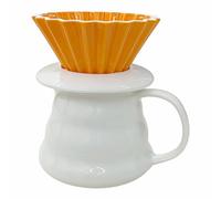 AMRISBTYS Ceramic Origami Filter Cup Pour over Fine Porcelain Coffee Dripper Set for Home Café Restaurant Camping,15.8 Oz(three-piece set orange)