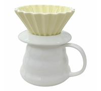 AMRISBTYS Ceramic Origami Filter Cup Pour over Fine Porcelain Coffee Dripper Set for Home Café Restaurant Camping,15.8 Oz(three-piece set yellow)