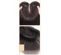 AMRISBTYS Hairless Net Wig Female Piece Top Hair Increase Volume High Top of the Skull Large Wave To Cover White Hair Without Trace Breathable Wig(medium parting straight hair (black))