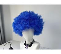 AMRISBTYS Halloween Blast Headgear Cosplay Bubble Hairstyle Personality Color Short Curls Afro Wig(blue)