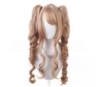 AMRISBTYS Multi-color Lolita Long Curly Clip on Synthetic Ponytails Cosplay Wig (black/blonde)(22+ wig cap)