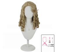 AMRISBTYS Multi-color Lolita Long Curly Clip on Synthetic Ponytails Cosplay Wig (black/blonde)(court roll + seven-piece set)