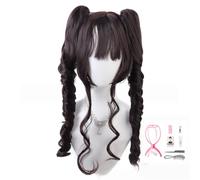 AMRISBTYS Multi-color Long Curly Clip on Synthetic Ponytails Cosplay Wig (black/blonde)(6A + seven-piece set)