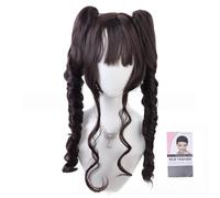 AMRISBTYS Multi-color Long Curly Clip on Synthetic Ponytails Cosplay Wig (black/blonde)(6A + wig cap)