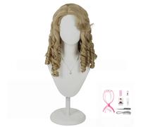 AMRISBTYS Multi-color Long Curly Clip on Synthetic Ponytails Cosplay Wig (black/blonde)(court roll + seven-piece set)
