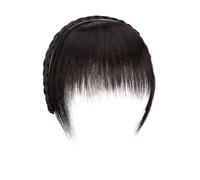 AMRISBTYS Scrunchie Bangs Wig Natural Invisible Non-trace Hairpiece Age-reducing Non-slip Twist Braid Integrated Forehead Fake Bangs(headband bangs- natural black)