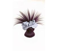 AMRISBTYS Voluminous Messy Bun Hair Piece with Striped Scrunchie French Chicken Feather Synthetic Wig Bun Lazy Hairstyle (Claw clip wig dark brown)