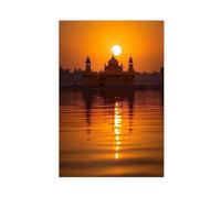 Amritsar, Punjab Art Print, Golden Temple Sunset Silhouette Canvas Poster Wall Art Decor Print Picture Paintings for Living Room Bedroom Decoration 20" L X 30" W