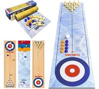 Amrocky Tabletop Curling Game,3 in 1 Curling Game,Portable Team Board Games,Tabletop Training Family Party Games for Kids and Adults Indoor, Travel