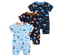 amropi Baby Boys 3-Pack Short Sleeve Rompers Dinosaur Print Jumpsuit Summer One-Piece 3-6 Months, Style03