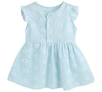 amropi Baby Girl's Daisy Printed Dress Ruffle Sleeve Cotton Summer Causal A-Line Dresses Blue,2-3 Years