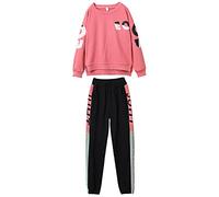 amropi Girl's Striped Tracksuit Long Sleeve Sweatshirt Top and Jogging Pants Outfits Set Red Black,13-14 Years