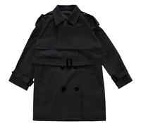 amropi Girl's Trench Coat with Waist Tie Knee Length Windbreaker Jacket (Black,16-17Years)