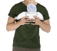amropi Men's Baby Carrier Soothe V Neck Short Sleeve Kangaroo T Shirt, Dark Green, Large