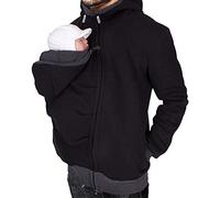 amropi Mens Kangaroo Sweatshirt Hoodie Jacket for Dad and Baby Carrier Pullover Sweater Black,XL