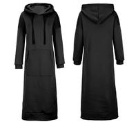 amropi Women's Maxi Long Sweatshirt Dress Top Hooded Pullover Long Sleeve Hoodie Black,5XL