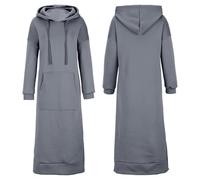 amropi Women's Maxi Long Sweatshirt Dress Top Hooded Pullover Long Sleeve Hoodie Light Grey,S