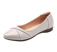 amropi Women's Pleated Closed Toe Slip On Working Ballet Flats (Grey,2.5 UK)