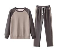 amropi Women's Tracksuit Pullover Sweatshirt Top and Jogging Pants Set Casual 2 Pieces Sweatsuit Coffee, M
