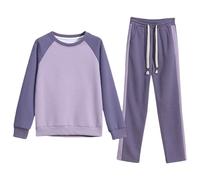 amropi Women's Tracksuit Pullover Sweatshirt Top and Jogging Pants Set Casual 2 Pieces Sweatsuit Purple, M