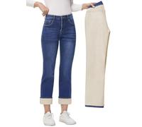 AMRSPENG Women's Fleece Lined Jeans Women Straight Leg Jeans Winter High Waisted Fleece Lined Denim Pants